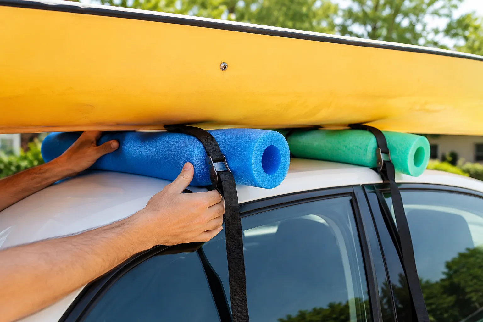 How to Tie Down a Kayak With Pool Noodles