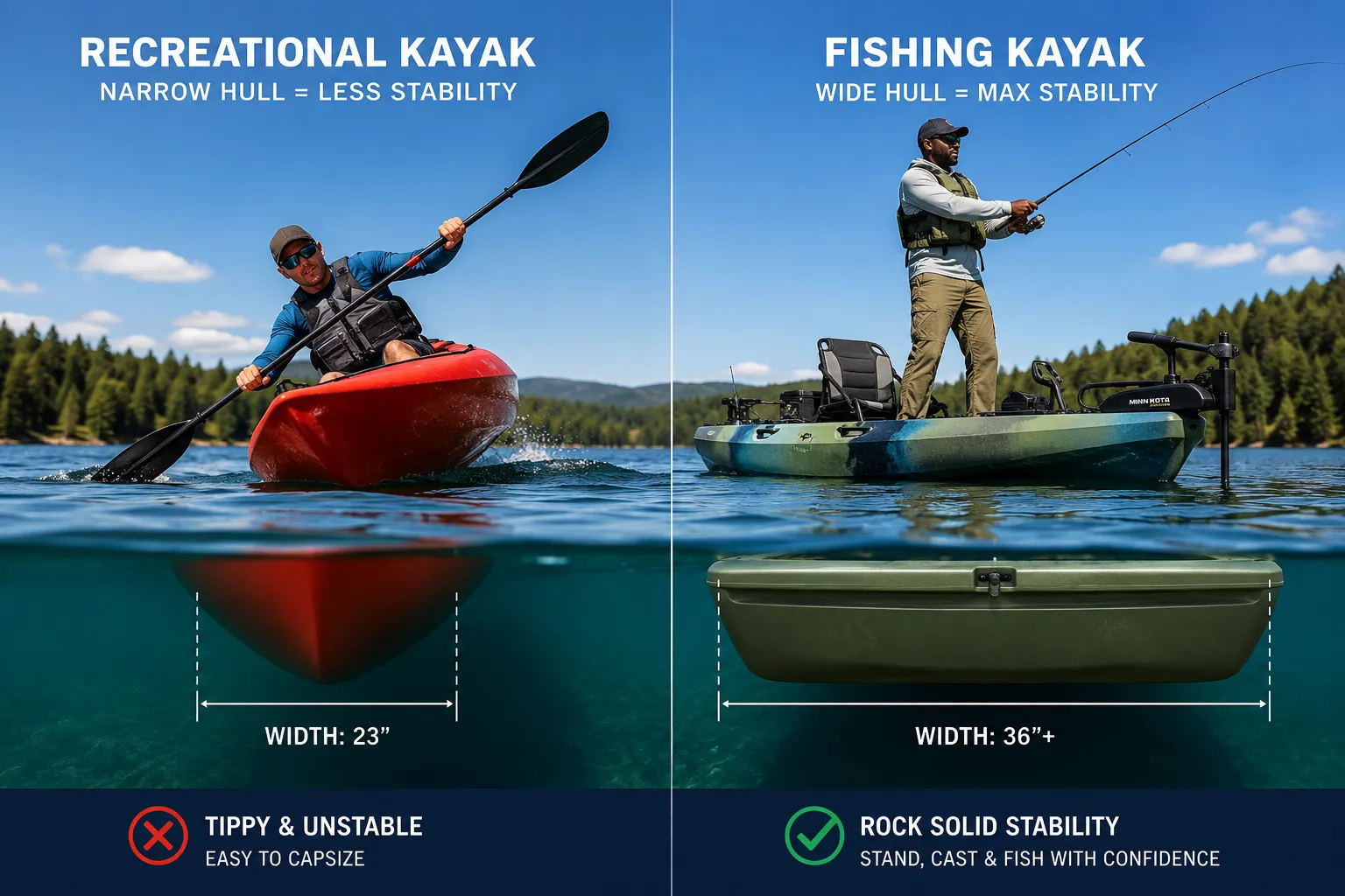 How Wide Should a Fishing Kayak Be to Avoid Flipping?